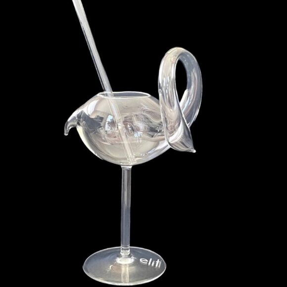 NIB Elite Eighteen Limited Edition Swan Cocktail Glass with a Glass Straw - Picture 4 of 6